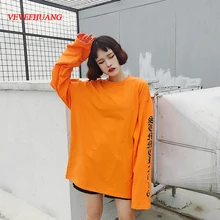 Женская футболка в стиле панк с японскими надписями и вышивкой в японском стиле. Футболка с длинными рукавами легкая уличная рубашка пуловер для девочек