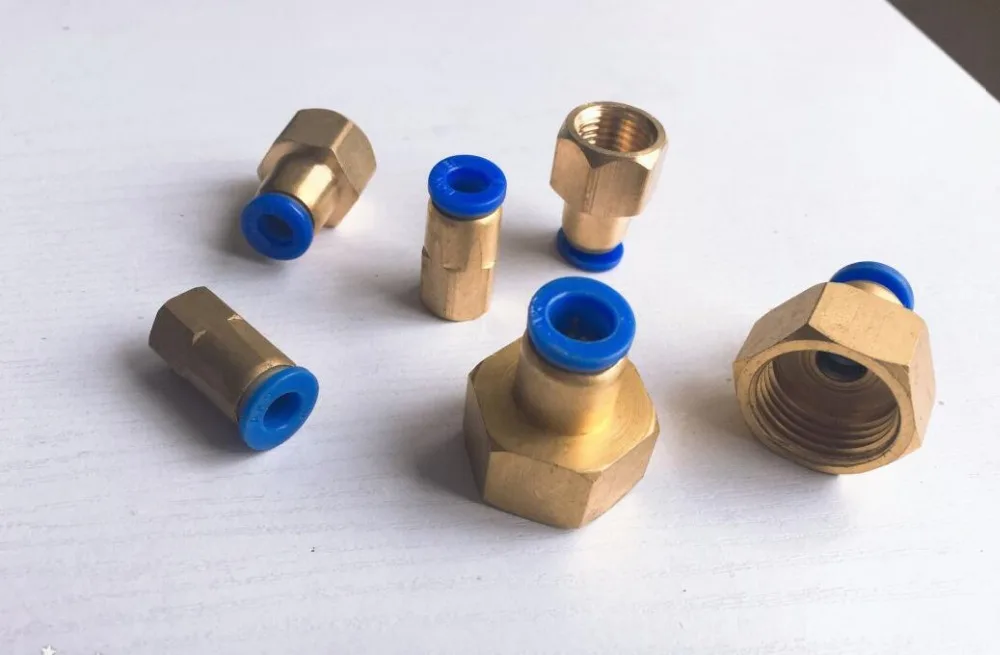

10pcs Pneumatic components PCF8-01 PCF8-02 PCF8-03 PCF8-04 quick joint copper internal thread through for 8mm tube