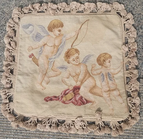

Free Shipping Angel pillow, 18"x18" Needlepoint woolen cushion, handmade pillow 15K New Zealand Wool, 16"X16",no insertion