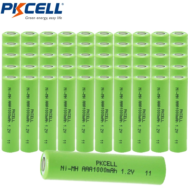 

50pcs Ni-MH AAA 1000mAh 1.2V Rechargeable Battery for Camera Flashlight Toy Flat Top Header