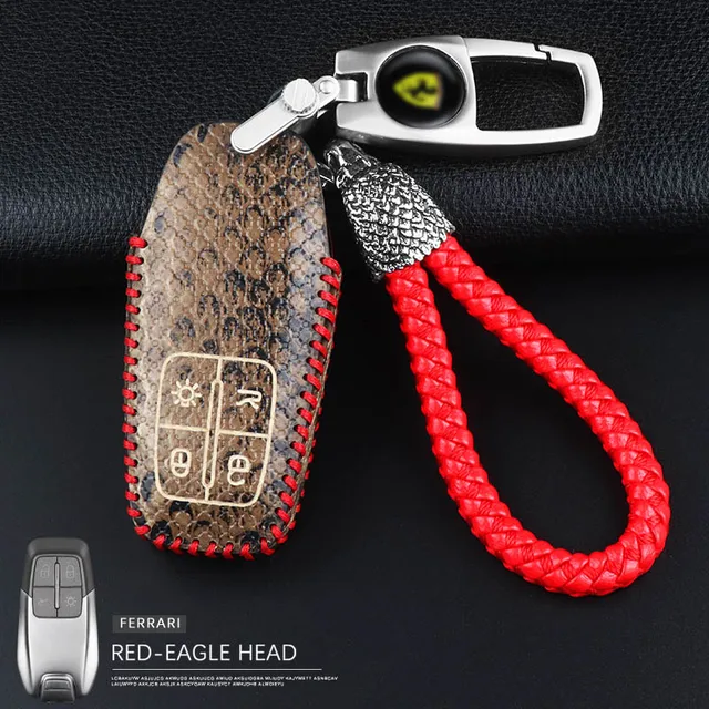 luckesy leather key cover for Ferrari 488 2017 2018 car key case holder