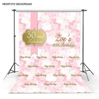 

MEHOFOTO Vinyl Photography Backgrounds Pink Rose 30's Birthday Party InvitationCustomized Backdrop Photocall Photo Stidio