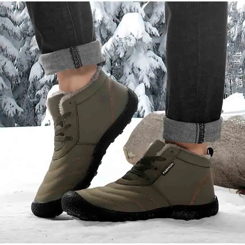 

Masorini Waterproof Winter Snow Boots Men Plus Warm Plush Mens Ankle Boots Big Size 36-46 Unisex Outdoor Footwear WW-831