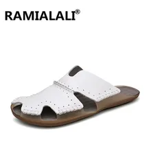 Летние мужские сандалии дышащие кожаные мужские пляжные сандалии брендовая мужская повседневная обувь удобные повседневные дешевые сандалии без шнуровки