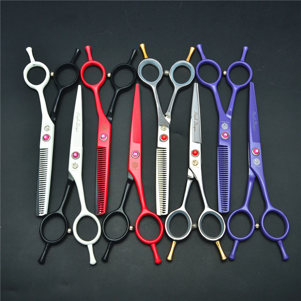 1012Z 5.5'' 16cm Purple Dragon Hairdressing Scissors JP 440C Cutting Scissors Thinning Shears Professional Human Hair Scissors