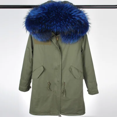 Furlove новое женское зимнее пальто большой воротник из натурального меха енота с капюшоном длинная куртка съемная подкладка из искусственного меха зимняя парка - Цвет: color 26