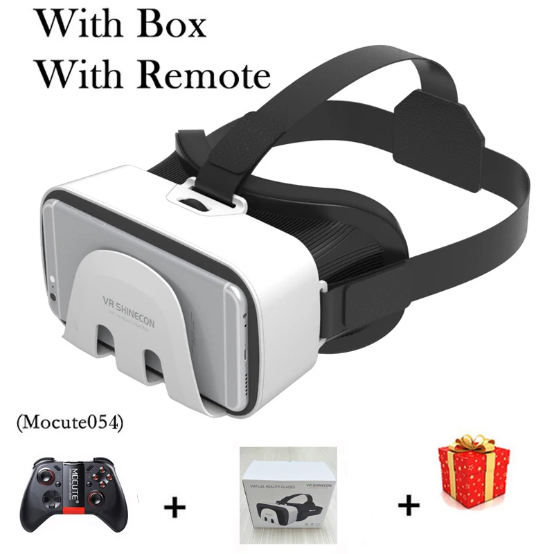 VR Shinecon G03B видео Шлем 3D очки Виртуальная реальность для iPhone Android смартфон очки шлем игровой Лен Набор - Цвет: With Box 054 Remote