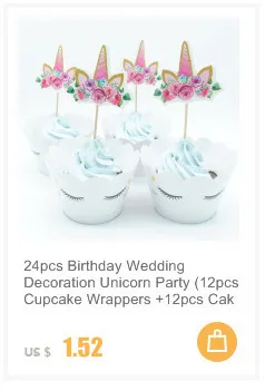 24 шт. новые радужные единороги обертки для кексов украшение для торта для детей день рождения Свадебные украшения поставки 12 обертки+ 12 Топпер