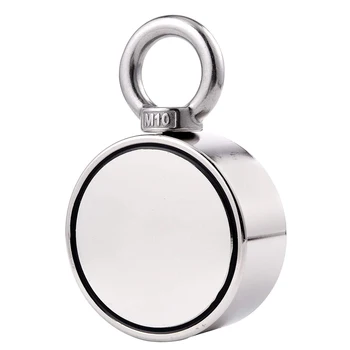 

Strong Double Side Round Neodymium Fishing Magnet,75mm diameter,Pulling Force 420Kg Super Strong Magnet With Eyebolt For Magnet