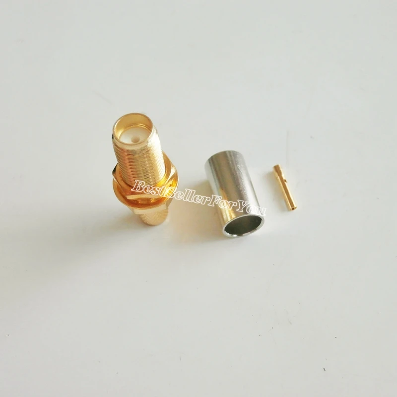 10 шт. SMA разъем Jack переборки обжимной для RG58 LMR195 RG142 кабель Goldplated ptfe