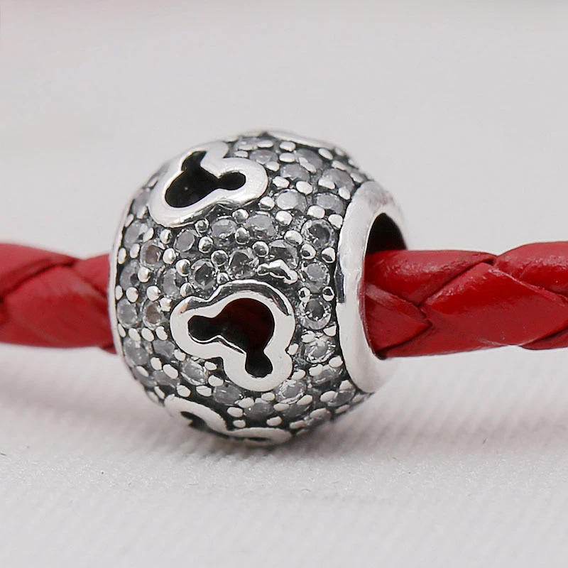 

Fits Bracelet Charm Jewelry with Women Party Gift Zircon Cartoon Mouse Spherical 925 Sterling Silver Jewelry Beads