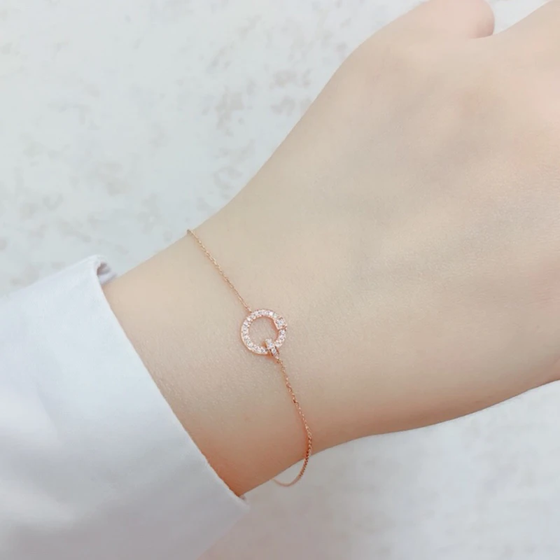 Aazuo 18 К розовое золото настоящий алмаз IJ SI Au750 круглые браслеты подаренные для женщин День Святого Валентина цепочка на подарок