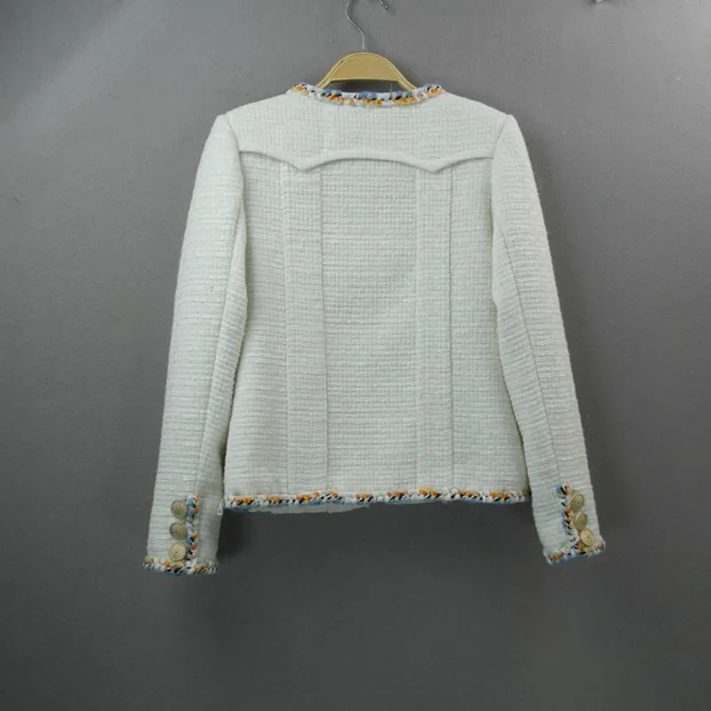 Office Sergé Spliced Femmes Manteau Lady Outwear Automne Fit Nouveau Slim Élégant Luxe Vestes Pic As Piste Court Veste 2018 Tweed De Style xOwH0