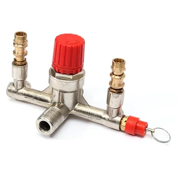 

Zinc Alloy Air Compressor Double Outlet Tube Pressure Regulator Valve Fitting Parts Durable Quality
