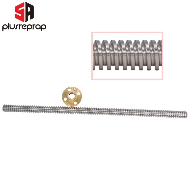 2mm Pitch 8mm Lead Stainless Steel Lead for 3D Printer Z Axis Lead Screw CHUANGNENG T8 Tr8x8 Lead Screw 350mm and Brass Nut Acme Thread