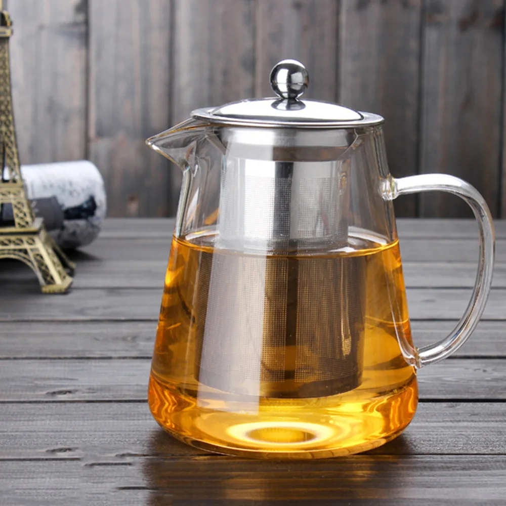 450 950 ml Hand blown Glass Teapot with Stainless Steel Filter High