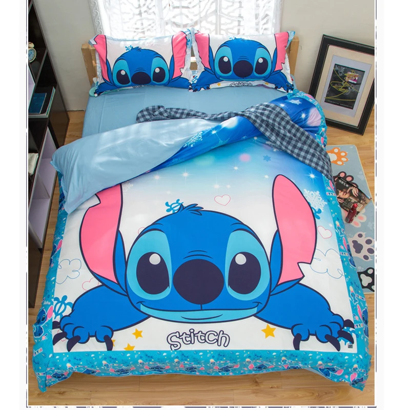 Комплект постельного белья Cartoo lilo and stitch 3 шт. Одноместный двойной полный королева