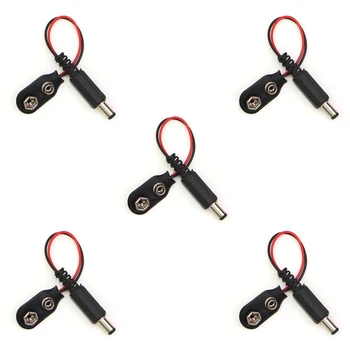 

5Pcs 2.1x5.5mm Male 9V Battery Button Connector Cable