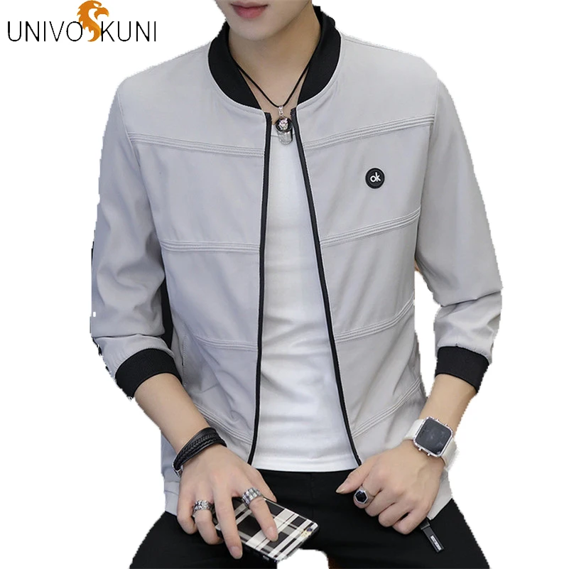 

UNIVOS KUNI New Fashion Men Clothes Fit Slim Longsleeve Cotton Coat Zipper Leisure Solid Jacket Casual Male Coats M-3XL Q569