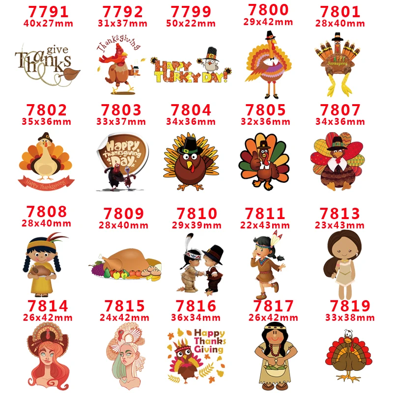 

Free shipping 30 pcs Thanks giving day character planar resin PR 7817