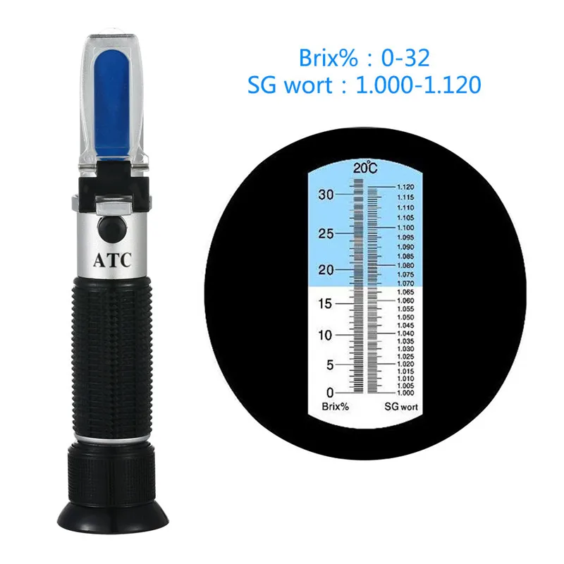 Refractometer Beer Brix Wort Sugar Alcohol 0~32%1.000~1.120 SG Specific Gravity Handheld Tool Hydrometer