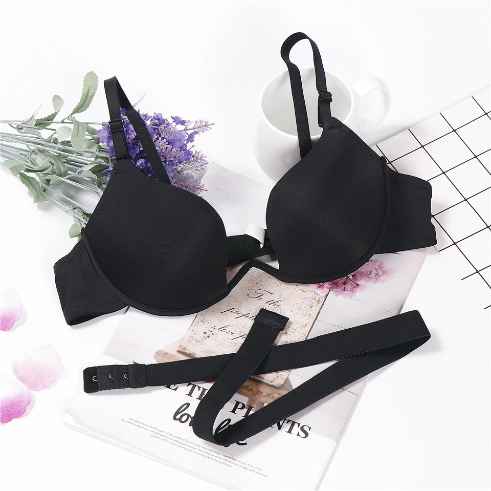 

lingerie bielizna damska push up bra sexy solid color skin black white women bra underwear size 70-85AB