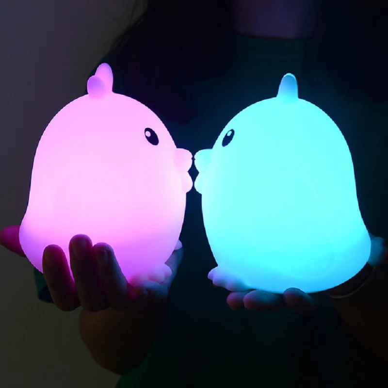 Премиум 7 цветов цыпленок светодиодный USB детский животный ночник силиконовый мягкий мультфильм детский светильник дыхательный