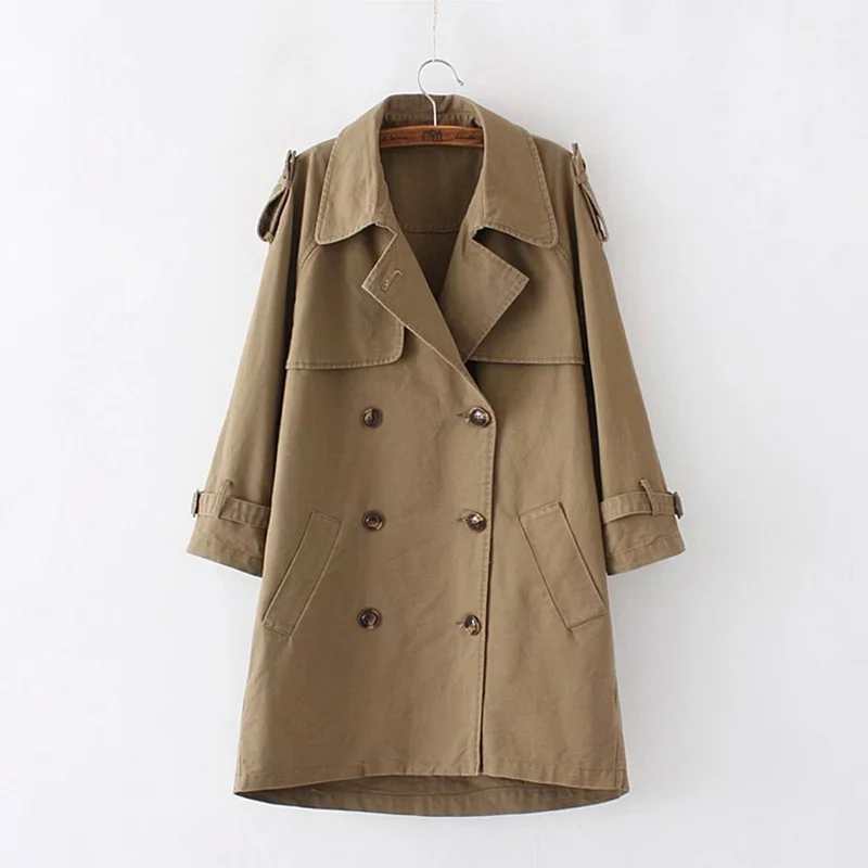 Женское двубортное пальто-ветровка, Весенняя Повседневная Длинная свободная повседневная куртка, комбинированное Пальто Harajuku, Женская куртка оверсайз