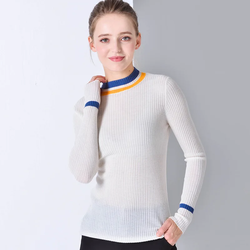 

white wool top turtleneck sweater women Korean style pull fem me 2019 Autumn winter knitwear pull over plus size slim fit