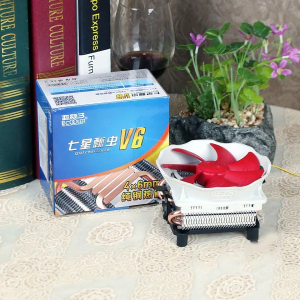 PCCOOLER тихий V6 4 Медь теплопроводов холодильник Процессор процессорный кулер для AMD Intel 775 1150 1151 1155 1156 Процессор радиатора 120 мм 4pin вентилятор