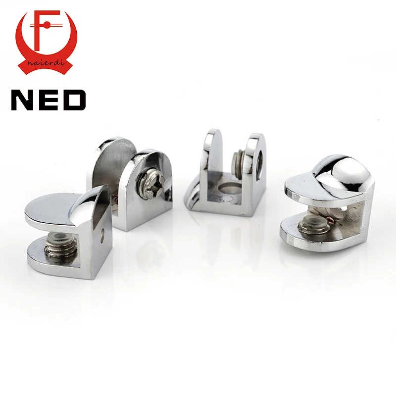 4PCS NED F Glass Clamps Zinc Alloy Shelves Support Corner Brackets
