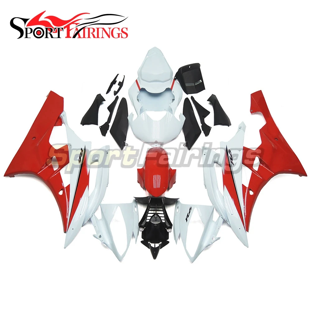 

Red White Black Plastic ABS Fairings For Yamaha YZF600 R6 06 07 2006 2007 Injection Motorcycle Full Fairing Kits Bodywork Carene