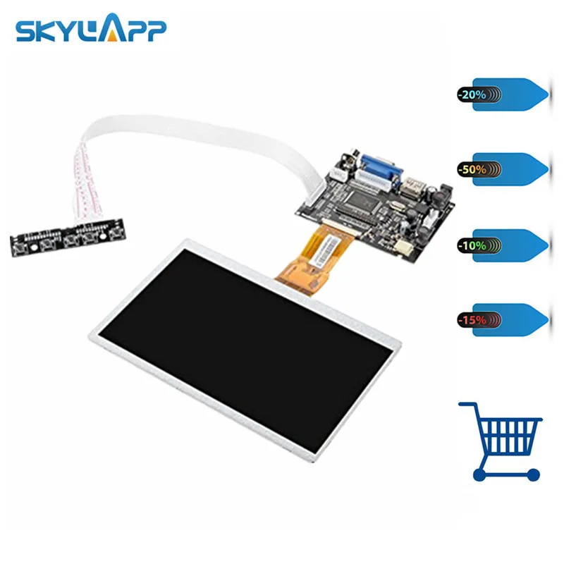 Skylarpu 7 inch LCD Screen for Raspberry Pi TFT Monitor with HDMI VGA Input Driver Board Controller Free shipping