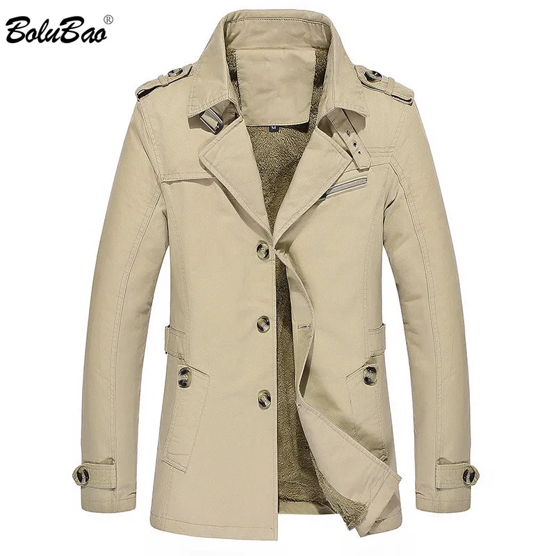 

BOLUBAO Fashion Brand Men Trench Coats New Mens Warm Thick Solid Color Trench Jackets Male Casual Comfortable Trench Jacket