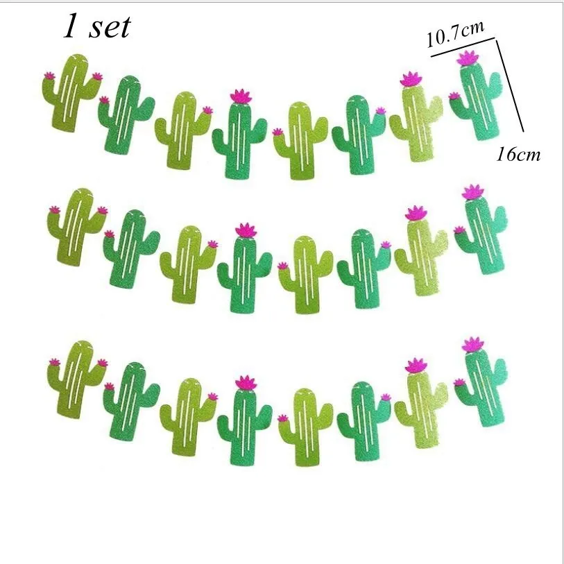 1 Набор, вечерние одноразовые столовые приборы в виде кактуса, ламы, воздушные шары, салфетка, зеленое растение, гирлянда для украшения дня рождения, тропические вечерние принадлежности - Цвет: Banner Type H