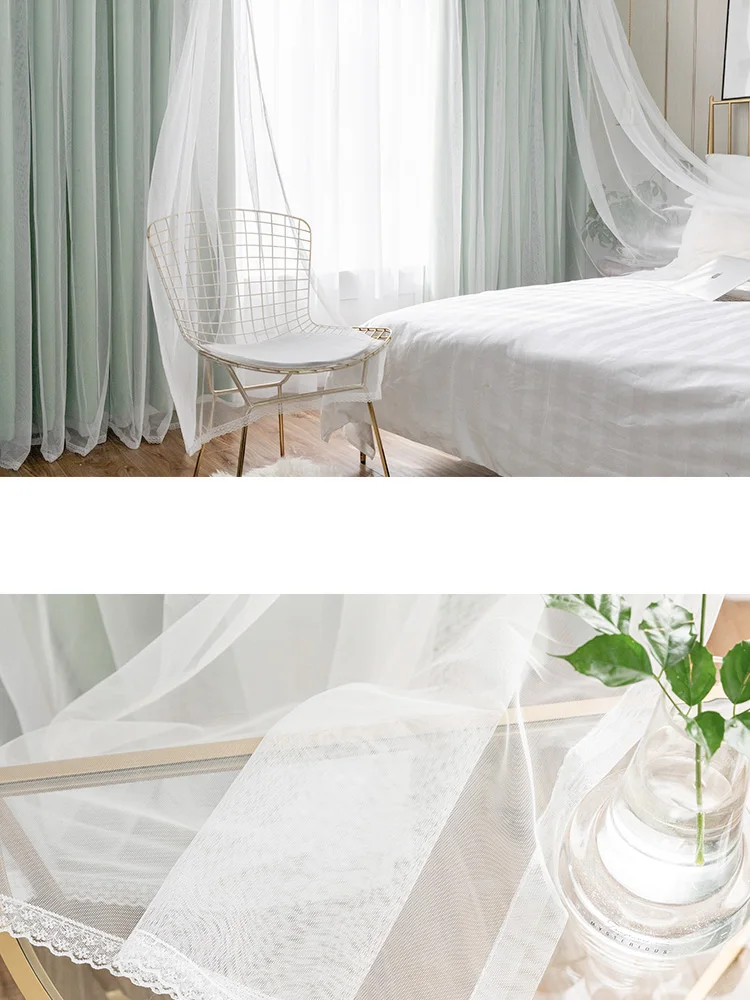 Затемненные занавески с кружевом для гостиной, двухслойные элегантные белые маленькие кружевные занавески с ромашками для спальни и женщин