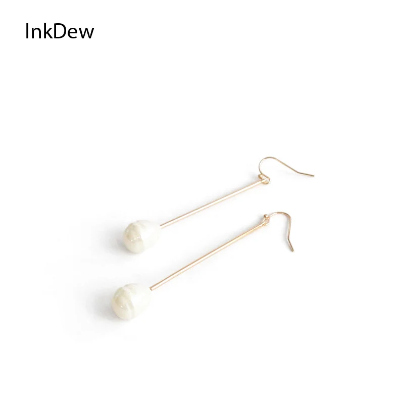 

GWACC New Long Irregular Pearl Drop Earrings For Women Big Pearl Earrings Fashion Alloy Simple Earrings Women's Jewelry Gift