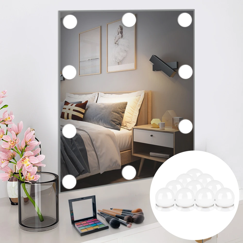 

10 LED bulbs mirror vanity light make up lights hollywood style Touch USB 10 level 3 color Dimmable lamp dressing makeup table