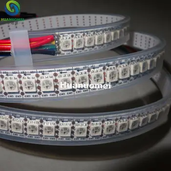 

Addressable 2m 144LEDs/m DC5V WS2813 RGB full color led pixel strip;waterproof in silicon tube;IP66,with 144pixels/M;WHITE PCB