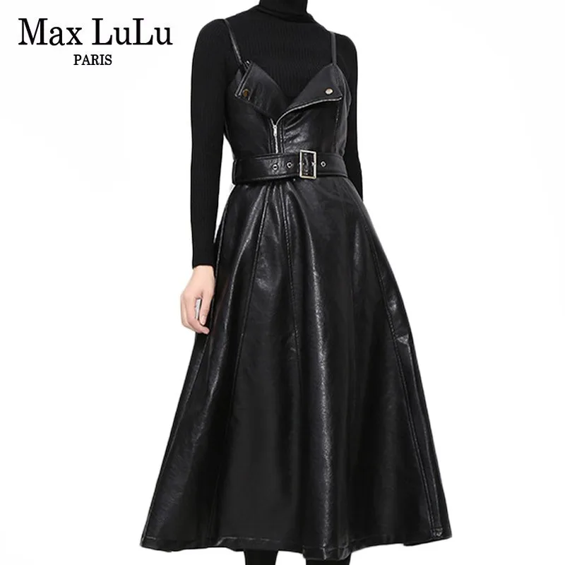 Женская уличная одежда Max LuLu винтажное платье из искусственной кожи без рукавов в