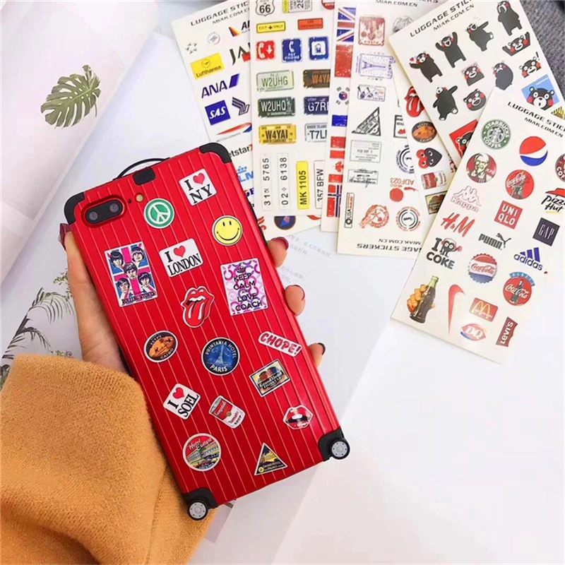 

For iphone X XS Max XR 6 6S Plus 7 8 Plus Luxury Suitcase DIY lovers Cover Cases Metal Shell High Quality Luggage Phone Case