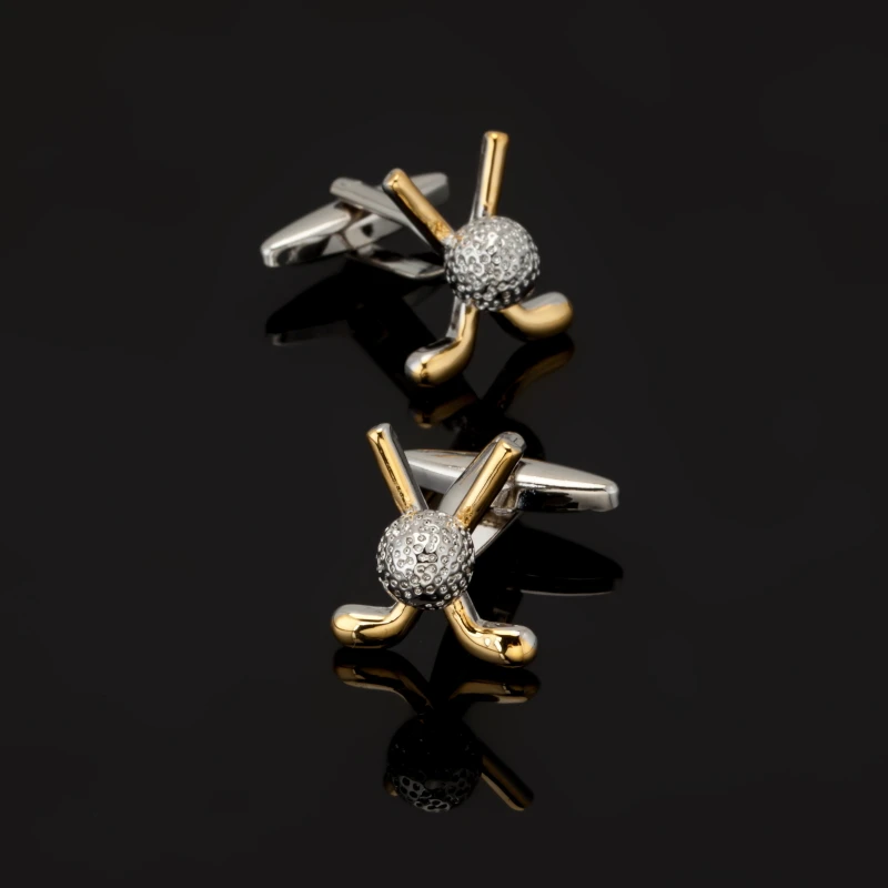 XK540 Men's shirts Cufflinks Golden Golf Cufflinks senior process 3 double sale free shipping