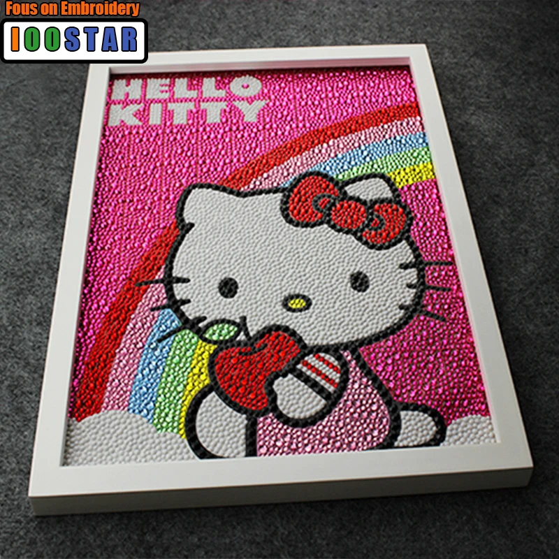 Рисунок «hello kitty» радужная картина Diy 5D алмазная картина «hello kitty» полная вышивка круглые алмазы со стразами 30*40 см детские подарки