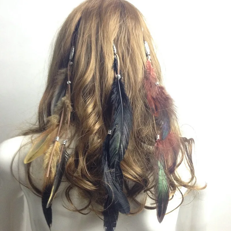 

Women Feather Headband Novelty Headdress Tribal Hair Rope Headpieces Hippie Party 1 Pc Fashion New Headwear