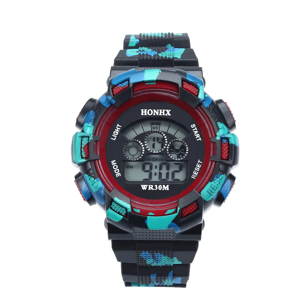 HONHX детские электронные часы для мальчиков водонепроницаемый светодиодный дисплей детские наручные часы детские резиновые спортивные часы с будильником