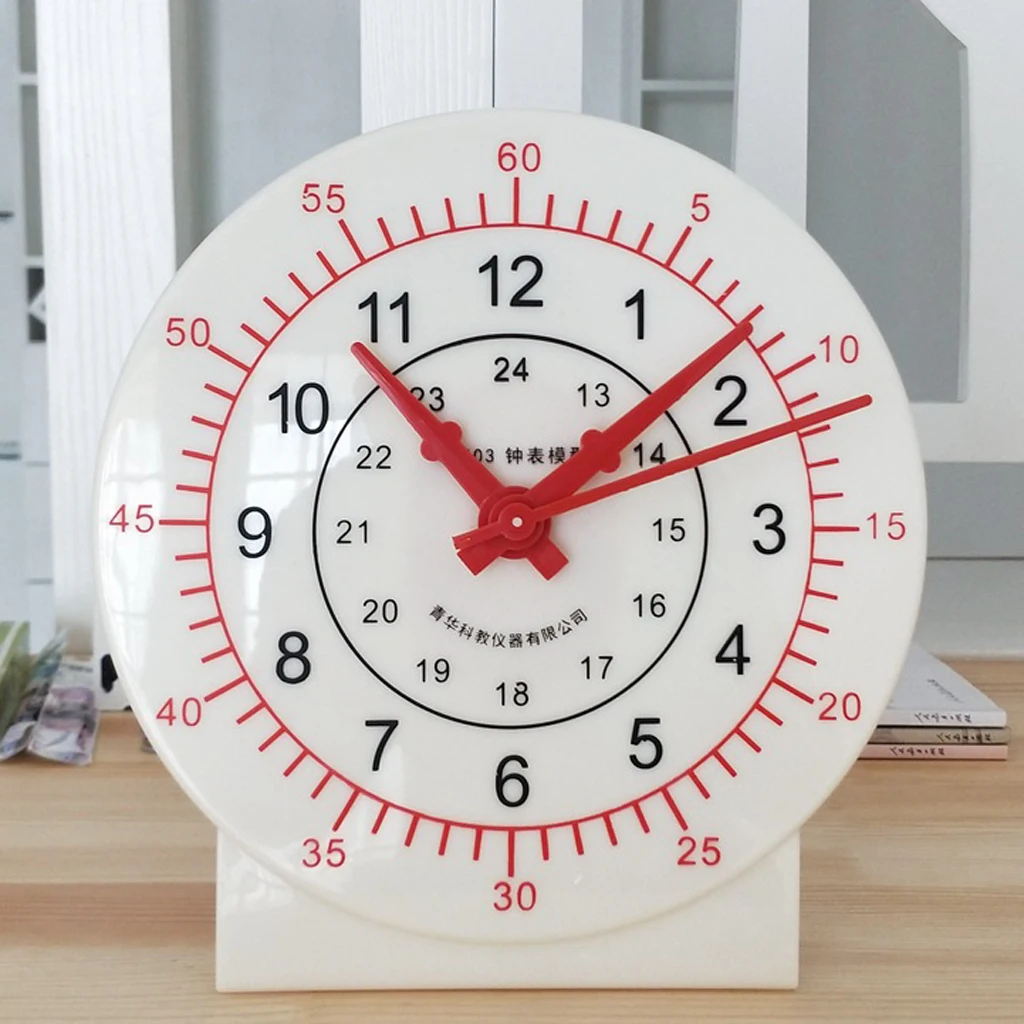 Funny Teaching Clock Learning Time Educational Toy Clock w/ Linkage Hand, Clear Dial Plate Teach Time & Number Puzzles