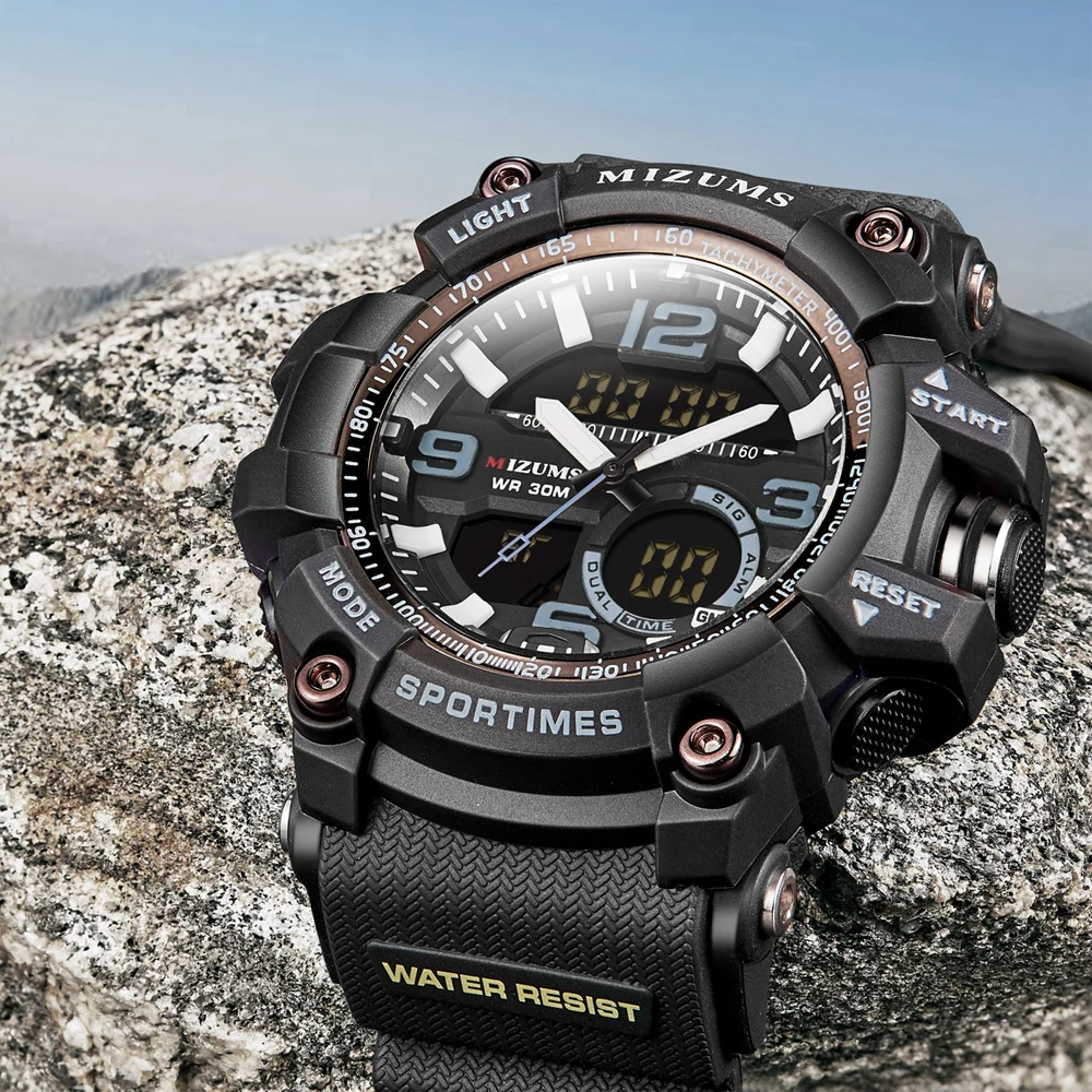 mizums Brand Men Sports Watches Dual Display Analog Digital LED Electronic Quartz Wristwatches Waterproof Swimming Military Watch drop shipping (20)
