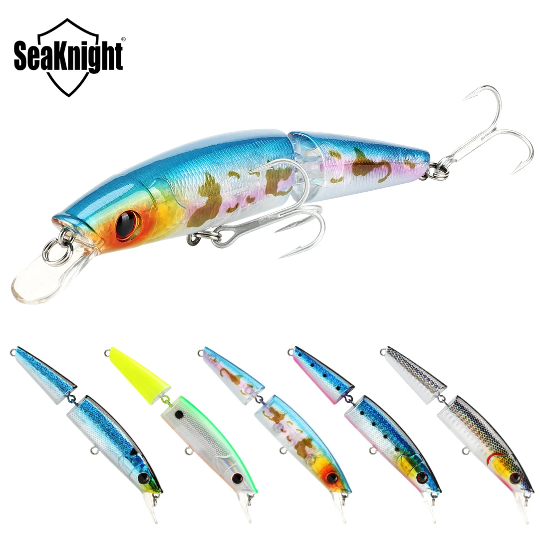 

SeaKnight Minnow SK041 21.5g 125mm 0-1.0M 5PCS Fishing Lure Set 2 Sections Jointed Bait Long Casting Minnow VMC Hook Sea Fishing