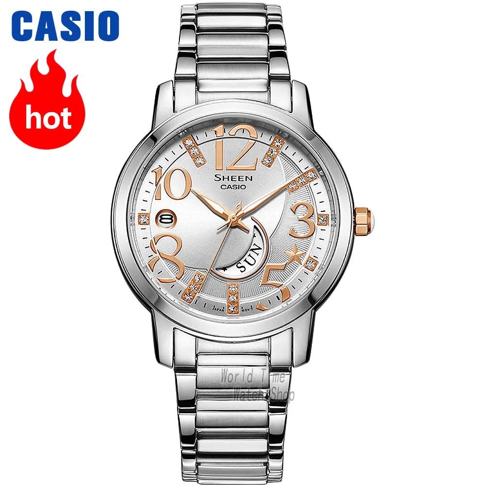 Часы Casio SHEEN женские часы Swarovski Crystal топ класса люкс комплект 50м Водонепроницаемые