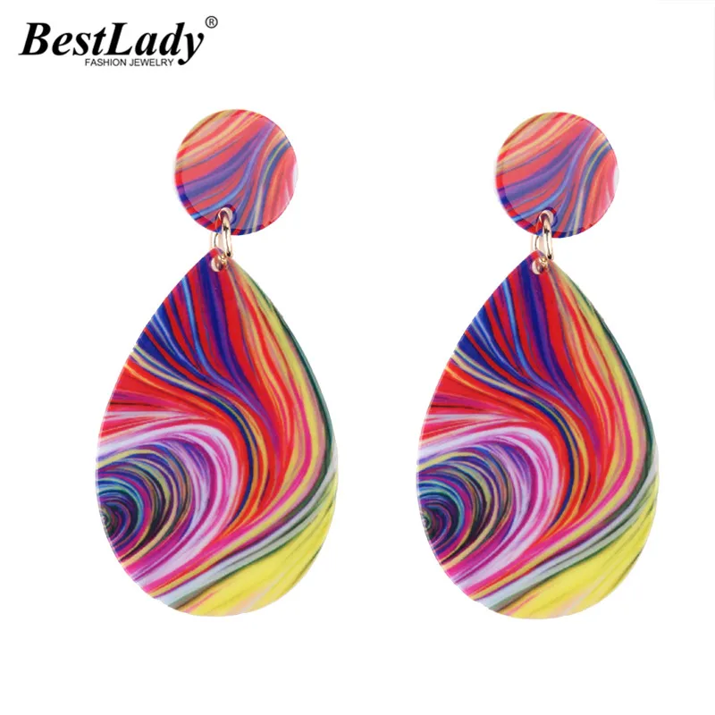 

Best lady Water Drop Dangle Earrings for Women Bohemian Resin Multicolored Statement Wedding Party Cheap Gifts Wholesale Brinco